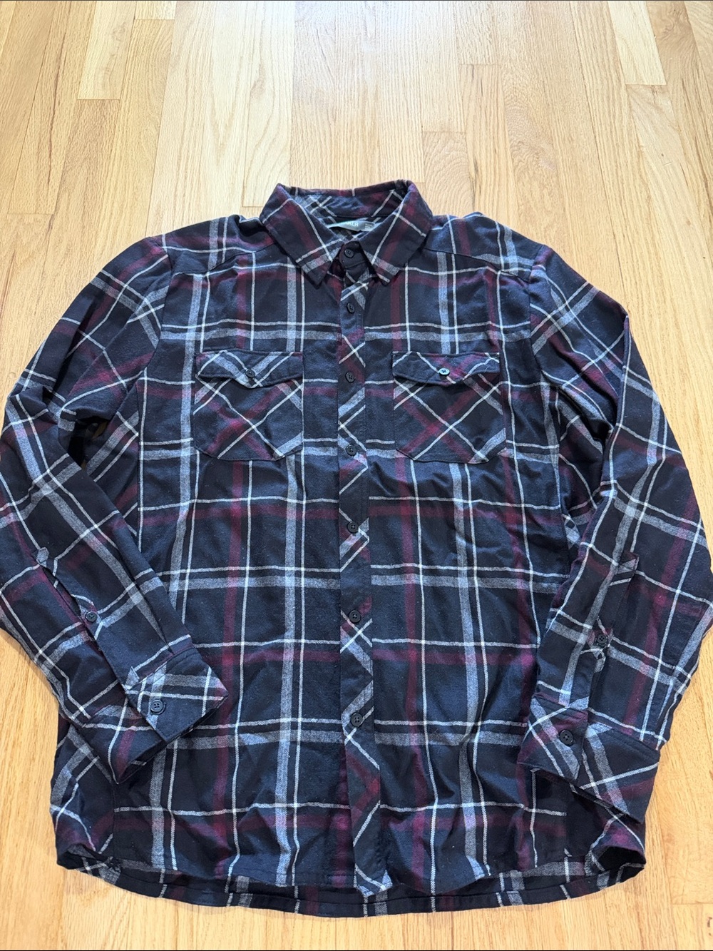 Icebreaker Merino Wool Black Red Plaid Flannel Sz M